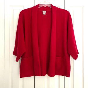 Chico's Womens 100% Wool Cardigan Sweater Red Open Front Size 1 (M)